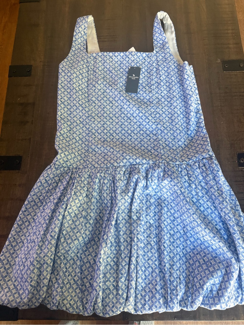 abercrombie kids Blue Geometric Square-Neck Sundress